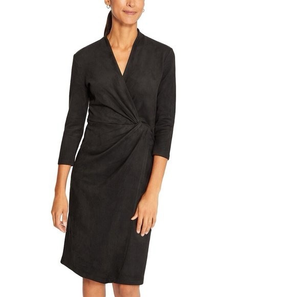 J.McLaughlin Dresses & Skirts - J. McLaughlin Solid Lillian Dress black faux suede mature‎ classic career medium